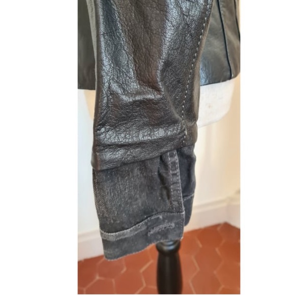 Vintage Anna Biagini black grey genuine leather biker jacket - Picture 5 of 7